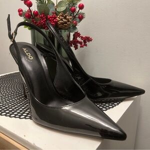 Aldo Slingback Black Patent Heels Size 10 - worn once - too high for my arches